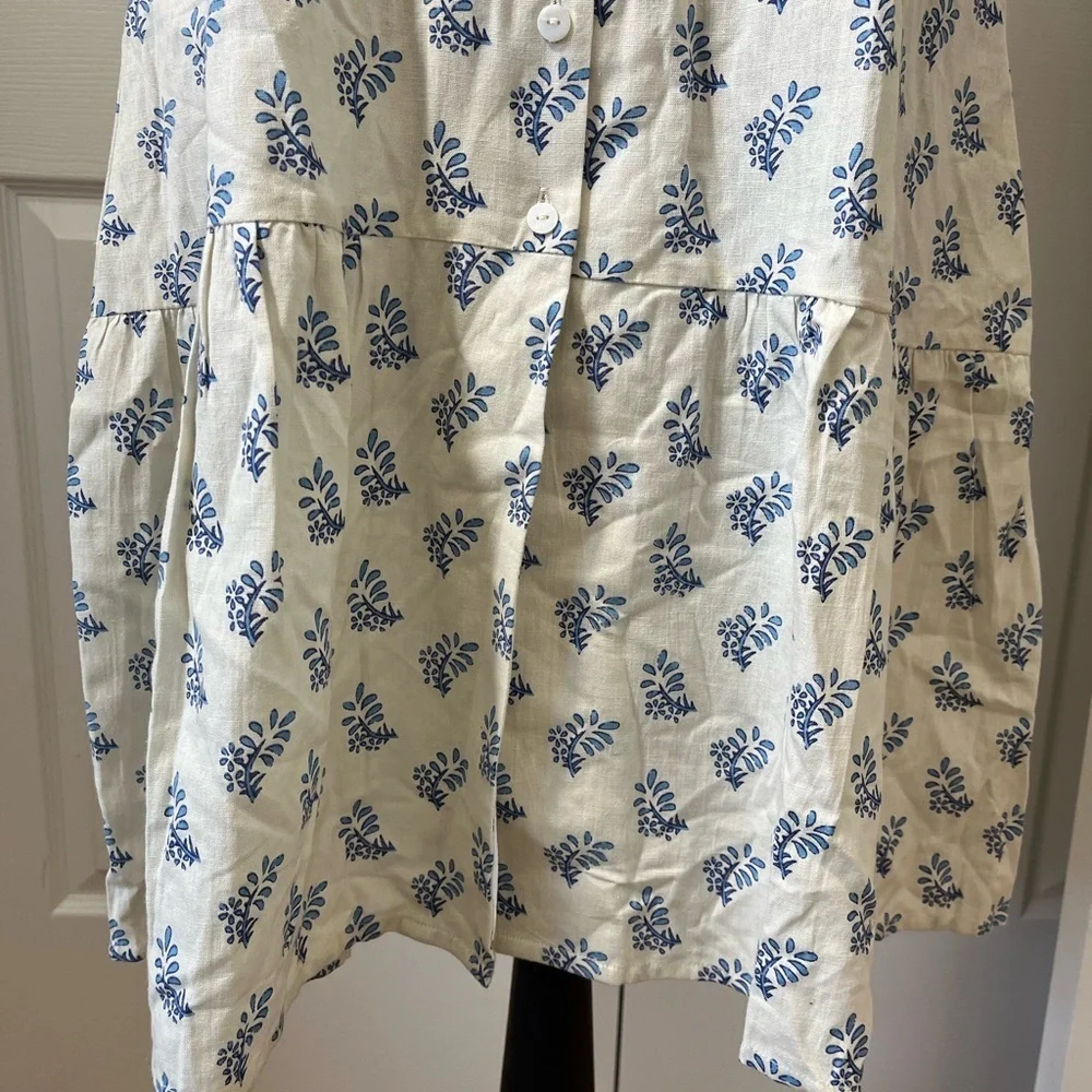 Janasya Printed Midi Dress Ivory Blue Floral Size XS - Picture 3 of 7